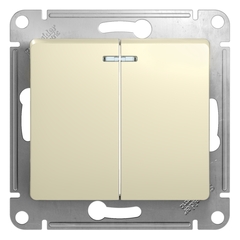 Schneider Electric Glossa Бежевый Выключатель 2-клавишный с подсветкой схема 5а, механизм IP20 скрытая установка GSL000253