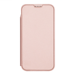 Чехол книжка из кожи розового цвета для iPhone 18 Pro и 17 Pro, серия Skin Pro Series от Dux Ducis