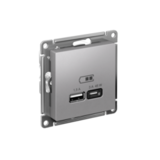 USB розетка A + тип-C 45Вт высокоскор.заряд. QC,PD - AtlasDesign - алюминий — фото 1