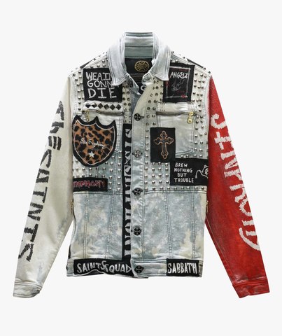 The Saints Sinphony | Куртка джинсовая мужская PUNK BLEACH JACKET TJ027 перед