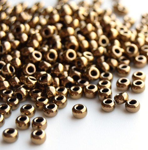 6/0 RR-0457 Бисер круглый Миюки Темная бронза /Miyuki round 6/0 Metallic dark bronze