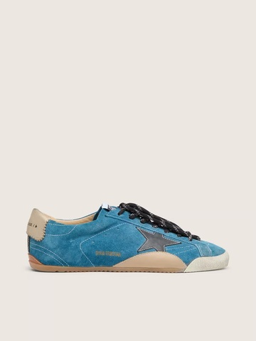 True Star of suede in steel blue with black star and cream heel tab