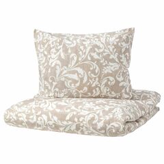 Комплект постельного белья IKEA VARBRACKA (ВОРБРЭККА), Односпальный, Бежевый с рисунком, 150x200, 50x80 см
