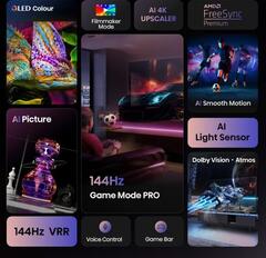 Телевизор QLED Hisense 55" 55E7Q PRO темно-серый 4K Ultra HD 120Hz DVB-T DVB-T2 DVB-C DVB-S DVB-S2 USB WiFi Smart TV