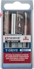 Thorvik MTG407SP Метчик машинно-ручной T-DRIVE со спиральной подточкой для сквозных отверстий с направляющей в наборе М4х0.7, HSS-G 52846