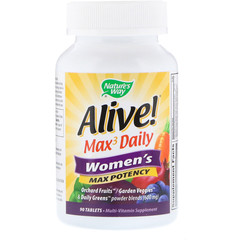 Nature's Way, Alive! Max3 Daily, мультивитамины для женщин, 90 таблеток