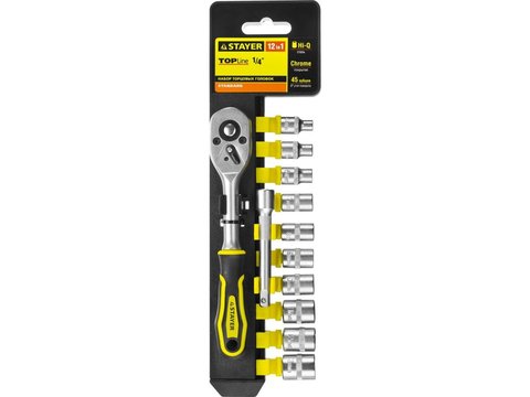 STAYER RSS 12S, 12 предм., (1/4?), набор торцовых головок и бит-головок (27754-H12)