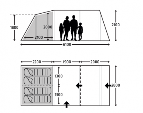 Кемпинговая надувная палатка KAMPA Hayling 4 AIR TC Кемпинговая надувная палатка KAMPA Hayling 4 AIR TC