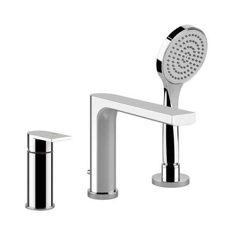 Gessi Emporio Via manzoni 38634#031 Смеситель для ванны на 3 отверстия с переключателем, изливом и шлангом 1,50м, цвет: Chrome