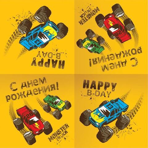 Салфетки, Тачки Монстры Трак, 33*33 см, 12 шт.