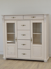 Комод, 128х42х125, Susanna, для одежды и игрушек, в кухню, сервант для посуды, из массива дерева, белый, MAKOSA