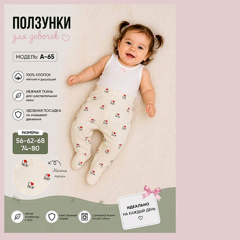 Ползунки хлопок д (56-80) 260815-R1501