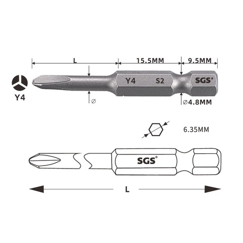 Бита Tri-Wing TW4 х50мм S2 1шт SGS 6350-Y4.0