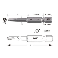 Бита Tri-Wing TW4 х50мм S2 1шт SGS 6350-Y4.0