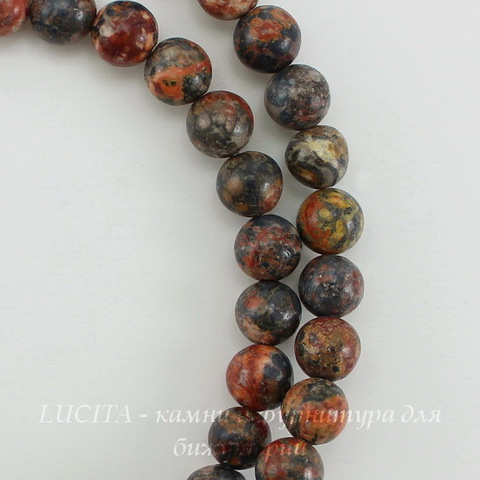 Бусина Яшма Шкура леопарда красная (прессов), шарик, 6 мм, нить (1 сорт (5))