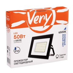 Прожектор светодиодный 50Вт, IP65 6500K, черный (Very) 89-0-655