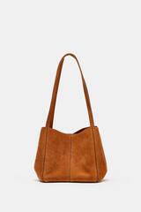 ZARA НЕБОЛЬШАЯ КОЖАНАЯ СУМКА НА ПЛЕЧО, ОРАНЖЕВЫЙ
