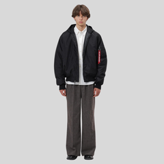 Бомбер Alpha Industries MA-1 Hooded Logo Oxford Black (Черный)