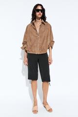 Massimo Dutti Замшевая куртка-бомбер, серо-коричневый