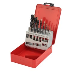 Набор метчиков машинных M3 -M12 HSSE-TiALN DIN371/376 (C/2,5P, R45, + сверла) 14пр H-Tools 245052FHT