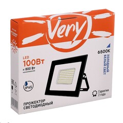 Прожектор светодиодный 100Вт, IP65, 6500K, черный (Very) 89-0-650