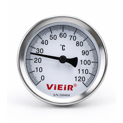 ViEiR Термометр 1/2", горизонтальный 63 мм, 0-120 С° с гильзой 50 мм (YL18)