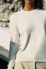 ZARA СВИТЕР ИЗ МЯГКОГО ТРИКОТАЖА, ЭКРЮ