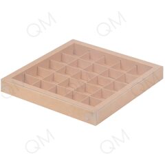 СУПЕР СКИДКИ !Коробка для конфет с пластиковой крышкой 245*245*30 мм (25) (крафт), 25 шт
