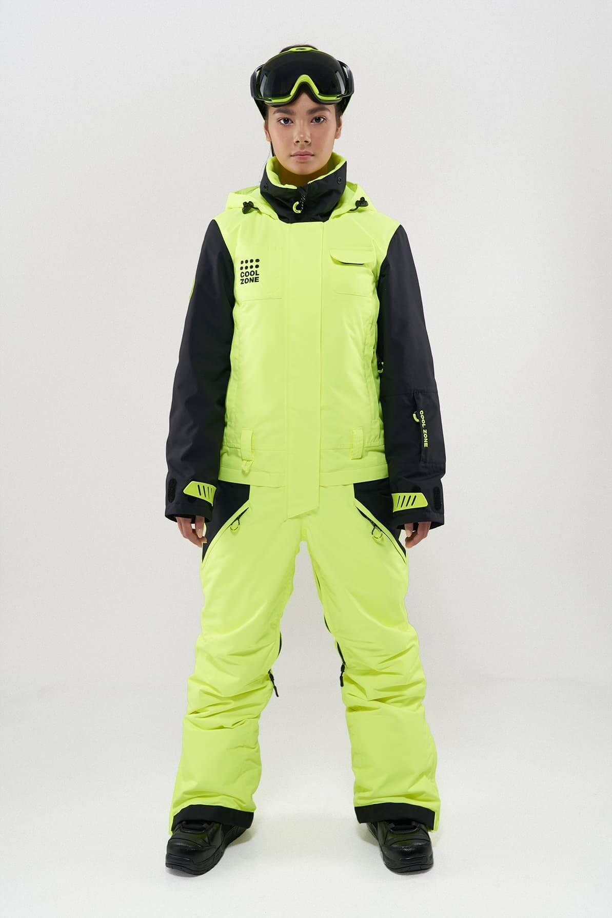 COOL ZONE Flex сноубордический комбинезон женский салат-черный - 2