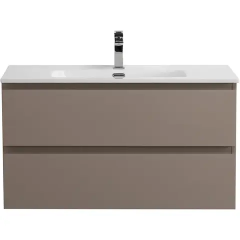 BelBagno KRAFT-800-2C-SO-СO База под раковину подвесная с фрезерованными ручками по всей длине фасада с двумя выкатн. ящ., Бежевый Мат., 800x455x500