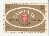 K15273 ЧССР Чехословакия Пивная этикетка CASSOVAR K15273 ЧССР Чехословакия Пивная этикетка CASSOVAR