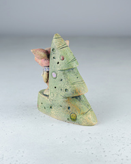 Скульптурка из шамотной глины «Новогодний хрюша», 13х15 см,Falco Ceramic