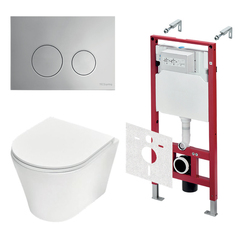 TECE K401111WCK TECEspring Base Комплект 4 в 1 инсталяция, панель смыва LT с круглыми кнопками, хром глянц., унитаз модель K фото