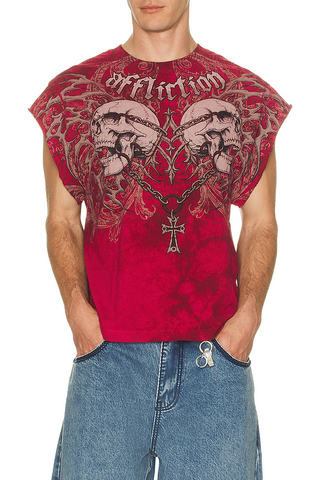 Футболка без рукавов Collapse muscle tee in red Affliction