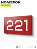 Номер на дверь 221, табличка на дверь для офиса, квартиры, кабинета, аудитории, склада, красная 120х70 мм, Айдентика Технолоджи