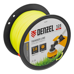 Леска для триммера круглая, 3,0мм х 123м, на DIN катушке FLEX CORD,  Denzel
