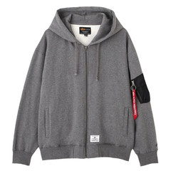 Толстовка Alpha Industries Utility Pocket Full Zip Relaxed Fit Medium Charcoal Heather (Серая)