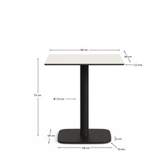 Dina Уличный стол белый на черном металлическом основании 68 x 68 x 70 см