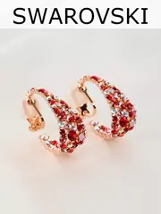 Клипсы Россыпь из красных камней Swarovski