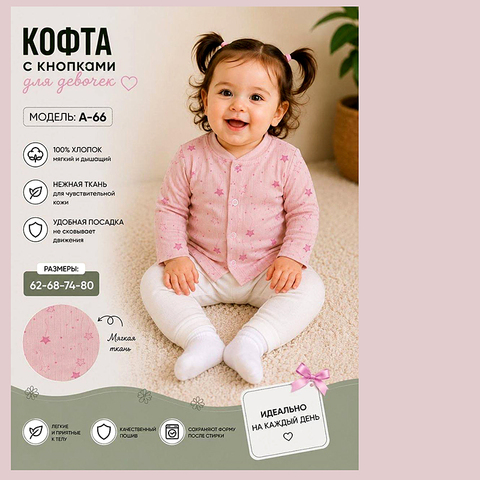Кофточка хлопок д (62-80) 260815-R1496