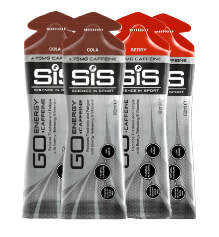 Набор углеводных гелей с кофеином SIS Go Isotonic Gel + Caffeine 60 мл ягоды-кола