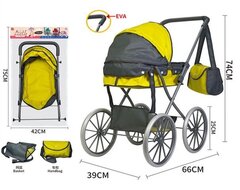 Коляска с бол колесами желтая лежач, 66*74