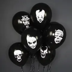 Шар (12''/30 см) Мрачный клоун, Черный, пастель, 2 ст