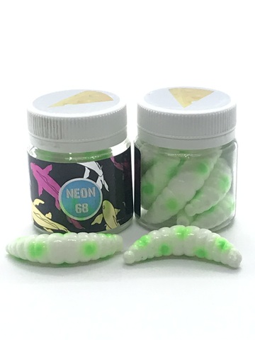 NEON 68 Maggot 46мм (6 шт ) СЫР цвет БЕЛЫЙ/ЗЕЛЕНАЯ ТОЧКА продажа от 2 шт.