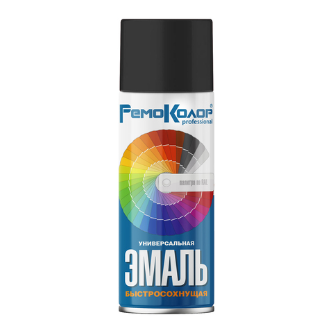 Эмаль универсальная акриловая, ЧЁРНАЯ матовая, 520мл (РемоКолор) 69-9-110