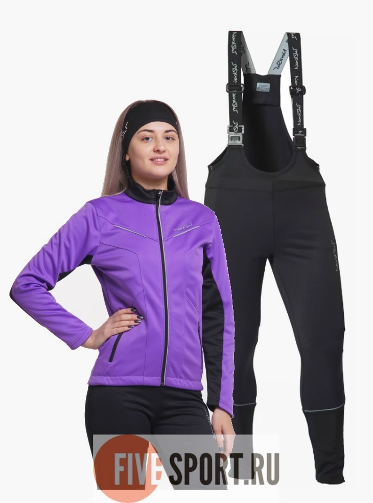 Nordski Premium Active разминочный лыжный костюм женский Black-Violet