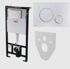Alcaplast  AM101/1120-4:1 RU M671-0001 Инсталляция с кнопкой хром.глянец и звукоизоляц. фото