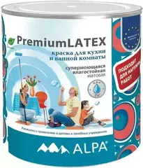 Краска Alpa Premium Latex для кухонь и ванных комнат супермоющаяся влагостойкая белая
