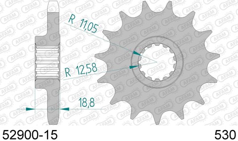 52900-15 звезда передняя DUCATI 1200 Multistrada (ведущая) стальная, 530, AFAM