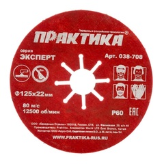 Круг абразивный торцевой ПРАКТИКА 125 х 22 мм Р 60 (038-708)